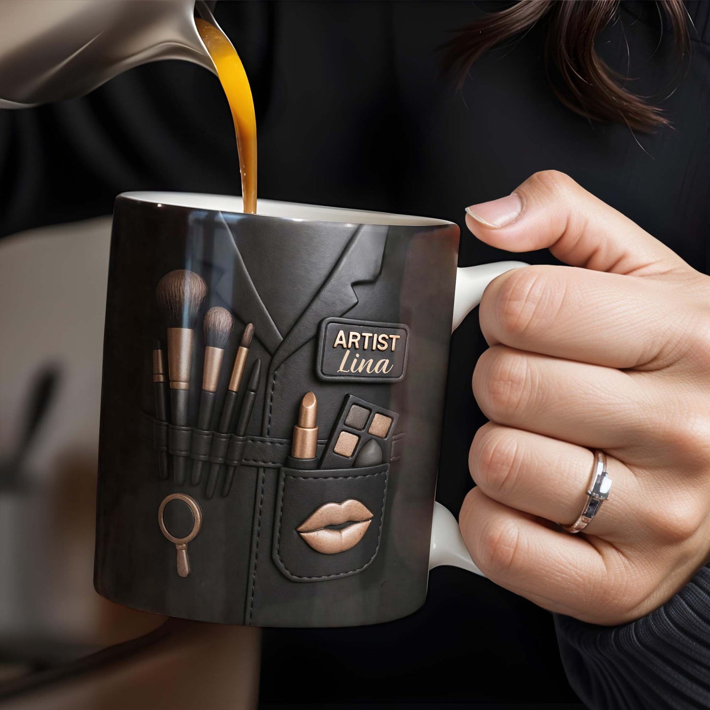 Dive Into The Art World, Makeup Brushes, Lipstick and Eye Shadow Palette - Personalized Custom Coffee Mug - FAM341_MG