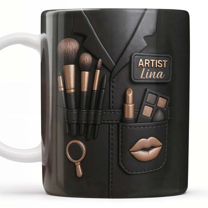 Dive Into The Art World, Makeup Brushes, Lipstick and Eye Shadow Palette - Personalized Custom Coffee Mug - FAM341_MG