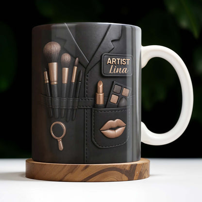 Dive Into The Art World, Makeup Brushes, Lipstick and Eye Shadow Palette - Personalized Custom Coffee Mug - FAM341_MG