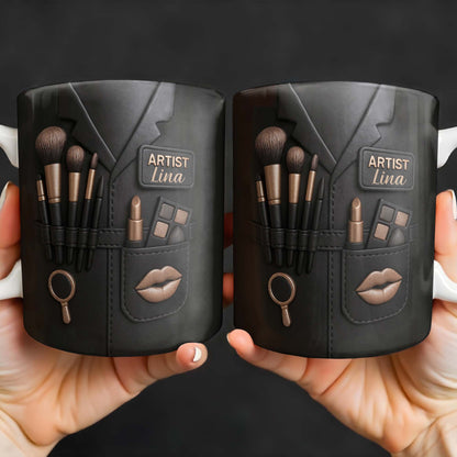 Dive Into The Art World, Makeup Brushes, Lipstick and Eye Shadow Palette - Personalized Custom Coffee Mug - FAM341_MG