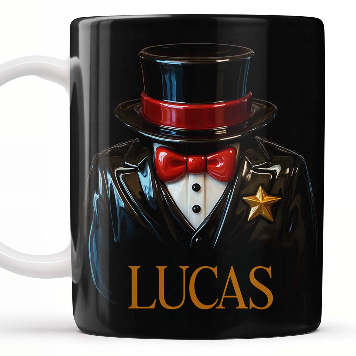 Elegant Black Tuxedo Mug Design For Magicians, Top Hat And Bow Tie - Personalized Custom Coffee Mug - FAM342_MG