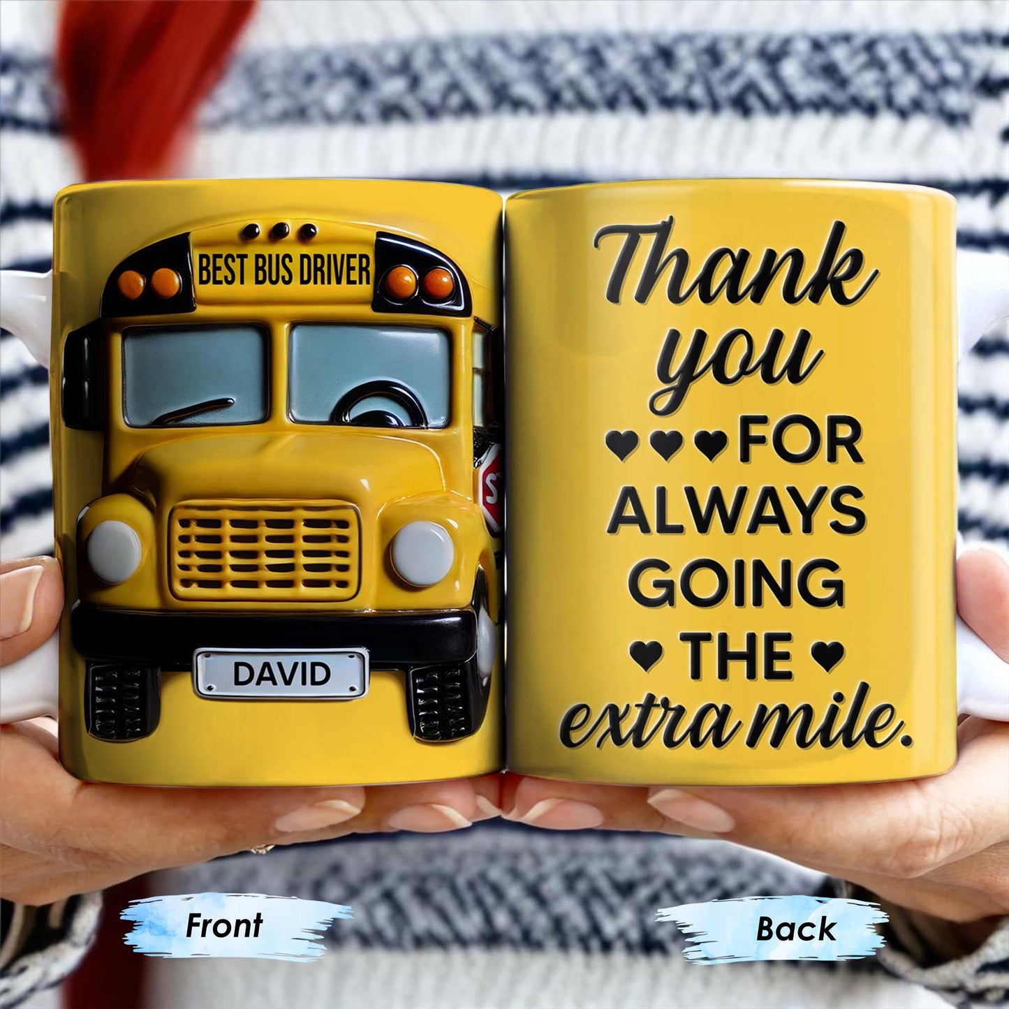 Thank You For Always Going The Extra Mile, School Bus and Hearts - Personalized Custom Coffee Mug - FAM343_MG