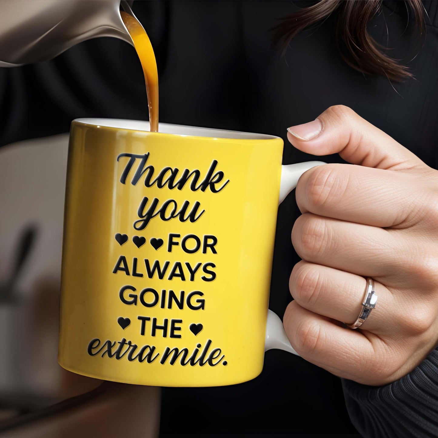 Thank You For Always Going The Extra Mile, School Bus and Hearts - Personalized Custom Coffee Mug - FAM343_MG