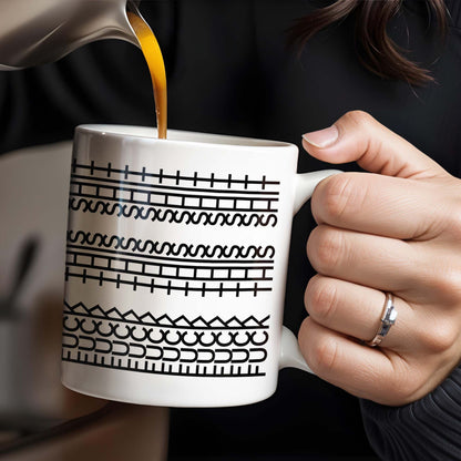 Enjoy Your Daily Coffee With Traditional Patterns, Geometric Lines - Personalized Custom Coffee Mug - FAM353_MG