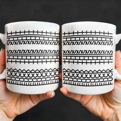Enjoy Your Daily Coffee With Traditional Patterns, Geometric Lines - Personalized Custom Coffee Mug - FAM353_MG