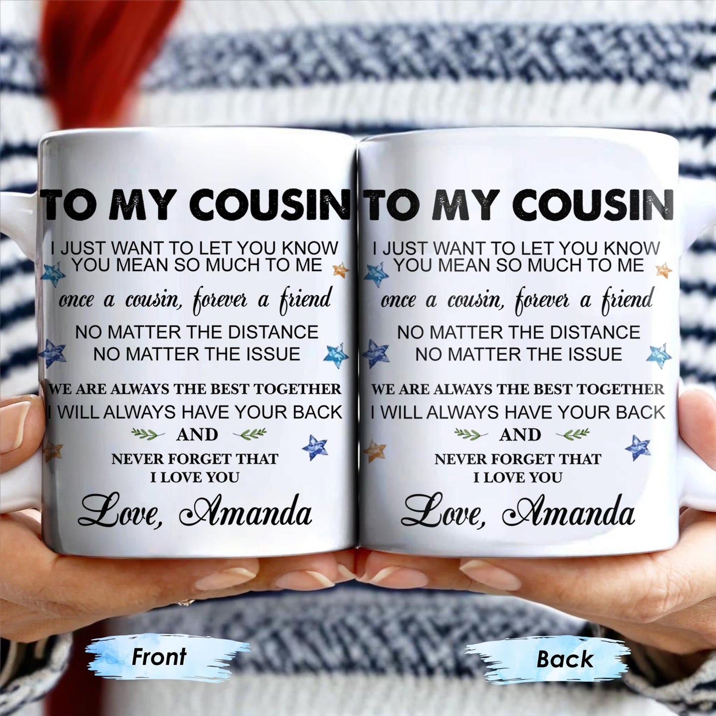 To My Cousin, You Mean So Much, Stars And Leaves - Personalized Custom Coffee Mug - FAM357_MG