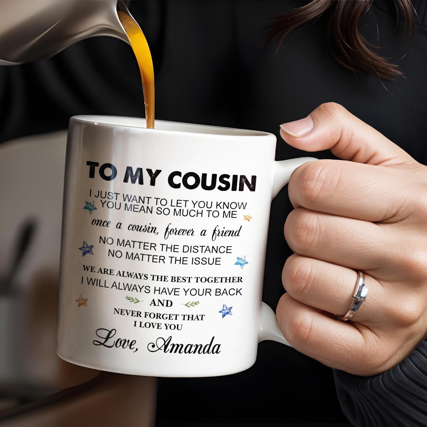 To My Cousin, You Mean So Much, Stars And Leaves - Personalized Custom Coffee Mug - FAM357_MG