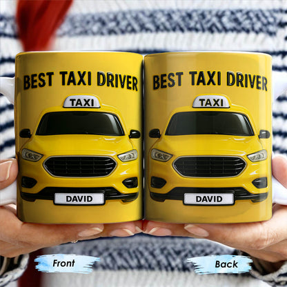 Best Taxi Driver With Yellow Taxi Design - Personalized Custom Coffee Mug - FAM367_MG