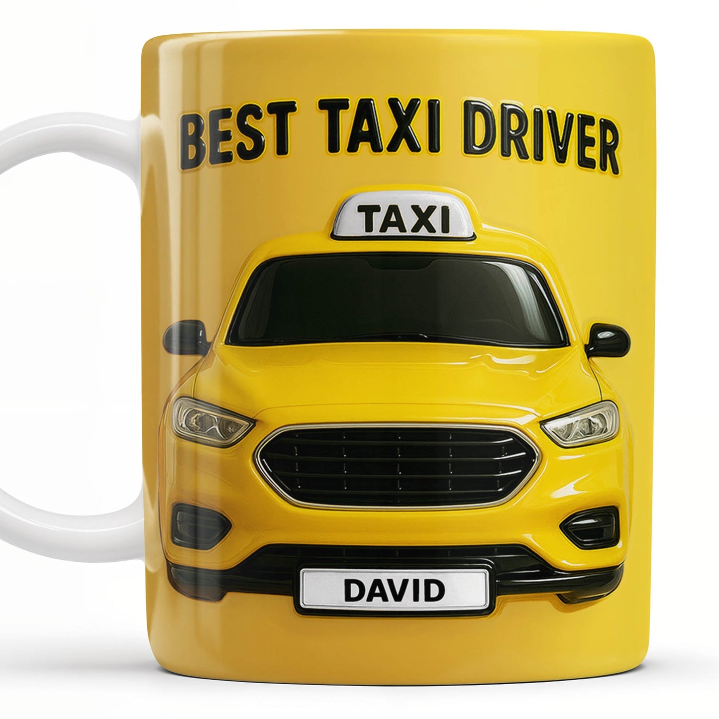 Best Taxi Driver With Yellow Taxi Design - Personalized Custom Coffee Mug - FAM367_MG