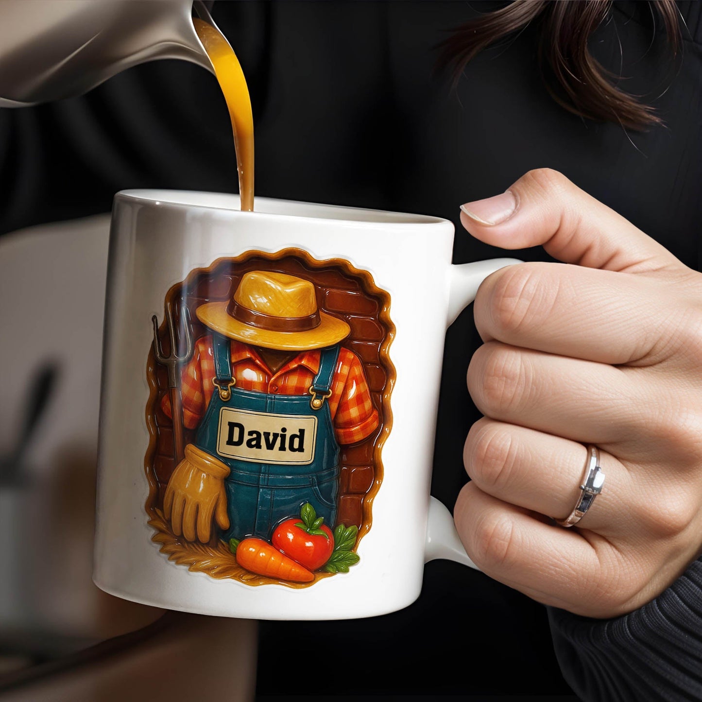 Celebrate Gardening Love With Gardening Tools and Vegetables Design - Personalized Custom Coffee Mug - FAM369_MG