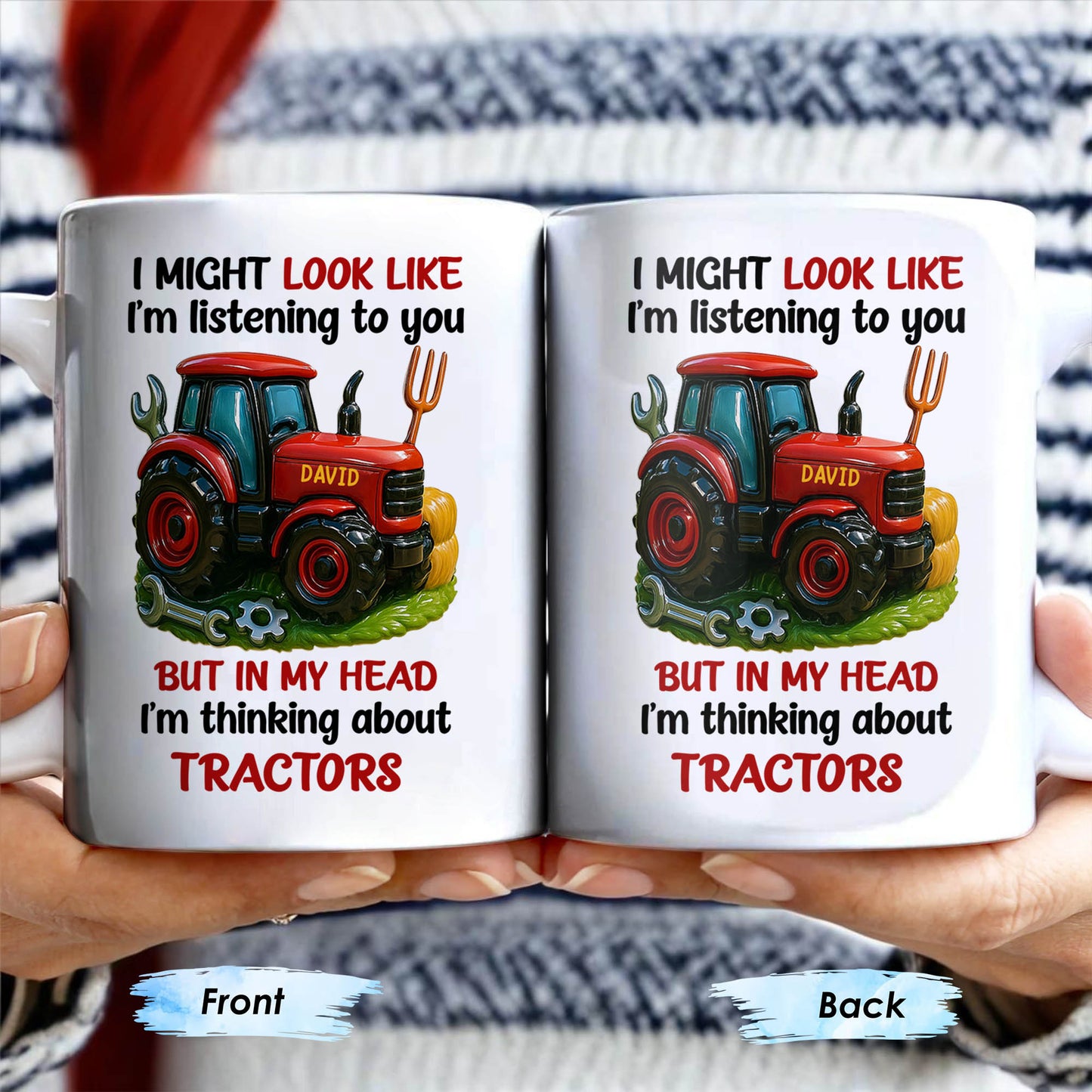 Thinking About Tractors Customizable Coffee Mug - Personalized Custom Coffee Mug - FAM370_MG