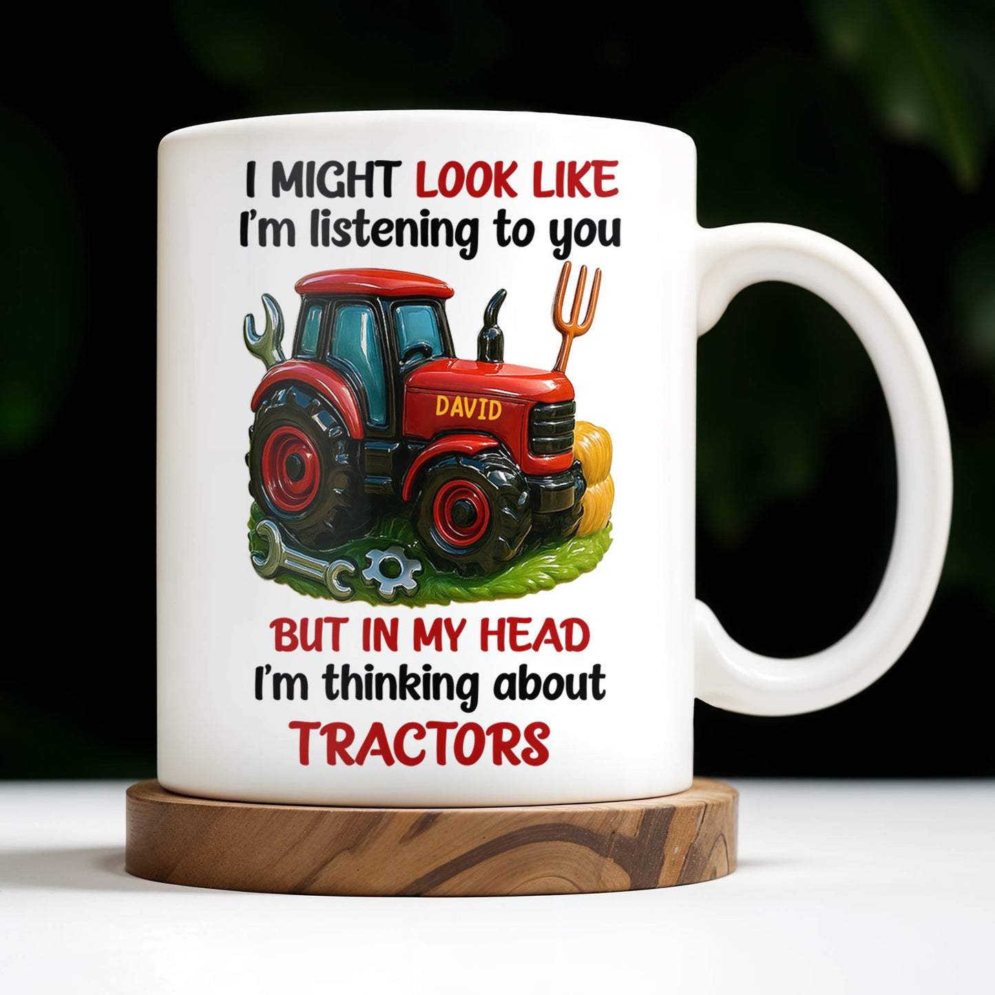 Thinking About Tractors Customizable Coffee Mug - Personalized Custom Coffee Mug - FAM370_MG