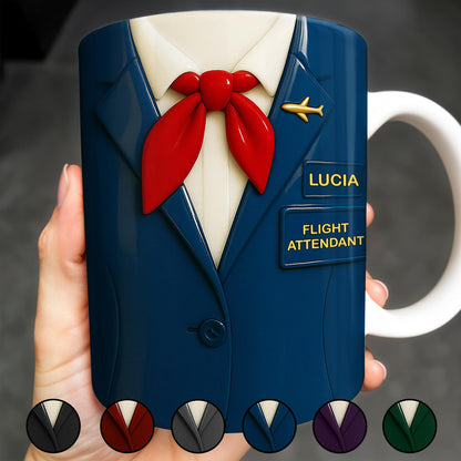 Celebrate Your Passion for Flying With Flight Attendant Uniform Design - Personalized Custom Coffee Mug - FAM371_MG