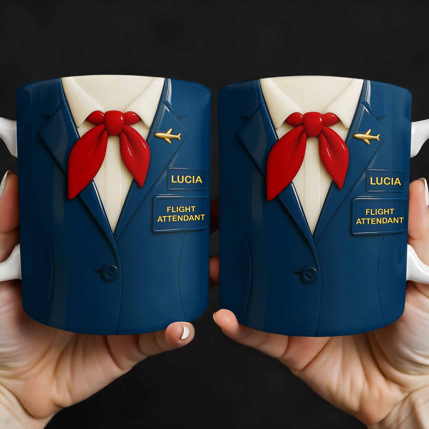 Celebrate Your Passion for Flying With Flight Attendant Uniform Design - Personalized Custom Coffee Mug - FAM371_MG
