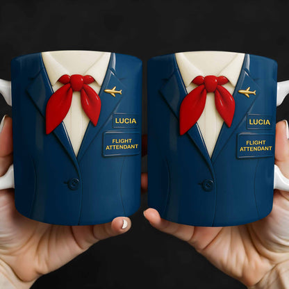Celebrate Your Passion for Flying With Flight Attendant Uniform Design - Personalized Custom Coffee Mug - FAM371_MG