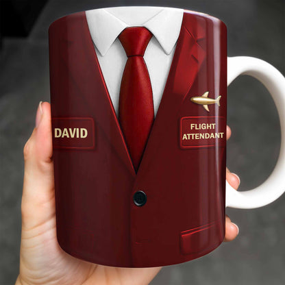 Flight Attendant Style Professional Suit Mug - Personalized Custom Coffee Mug - FAM372_MG