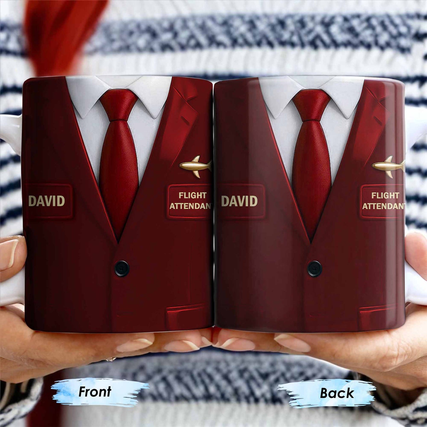 Flight Attendant Style Professional Suit Mug - Personalized Custom Coffee Mug - FAM372_MG