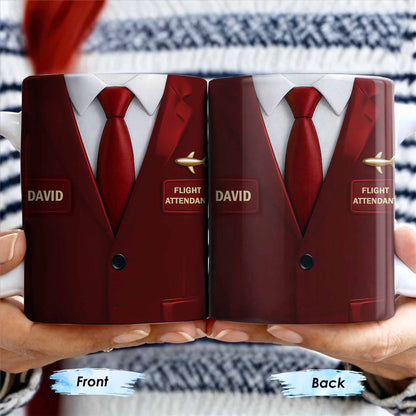 Flight Attendant Style Professional Suit Mug - Personalized Custom Coffee Mug - FAM372_MG