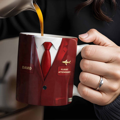 Flight Attendant Style Professional Suit Mug - Personalized Custom Coffee Mug - FAM372_MG