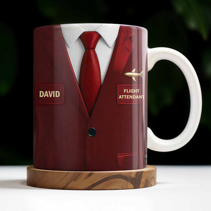 Flight Attendant Style Professional Suit Mug - Personalized Custom Coffee Mug - FAM372_MG