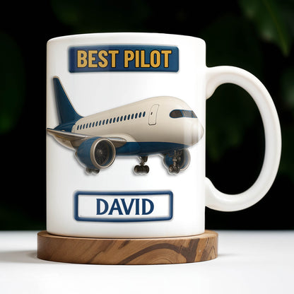 Best Pilot Airplane Design - Personalized Custom Coffee Mug - FAM373_MG