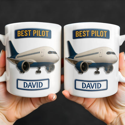 Best Pilot Airplane Design - Personalized Custom Coffee Mug - FAM373_MG