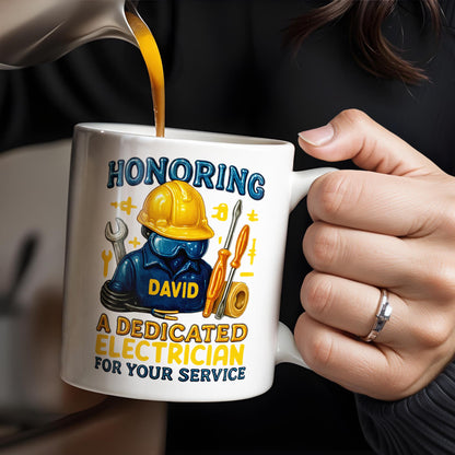 Honoring A Dedicated Electrician - Personalized Custom Coffee Mug - FAM374_MG