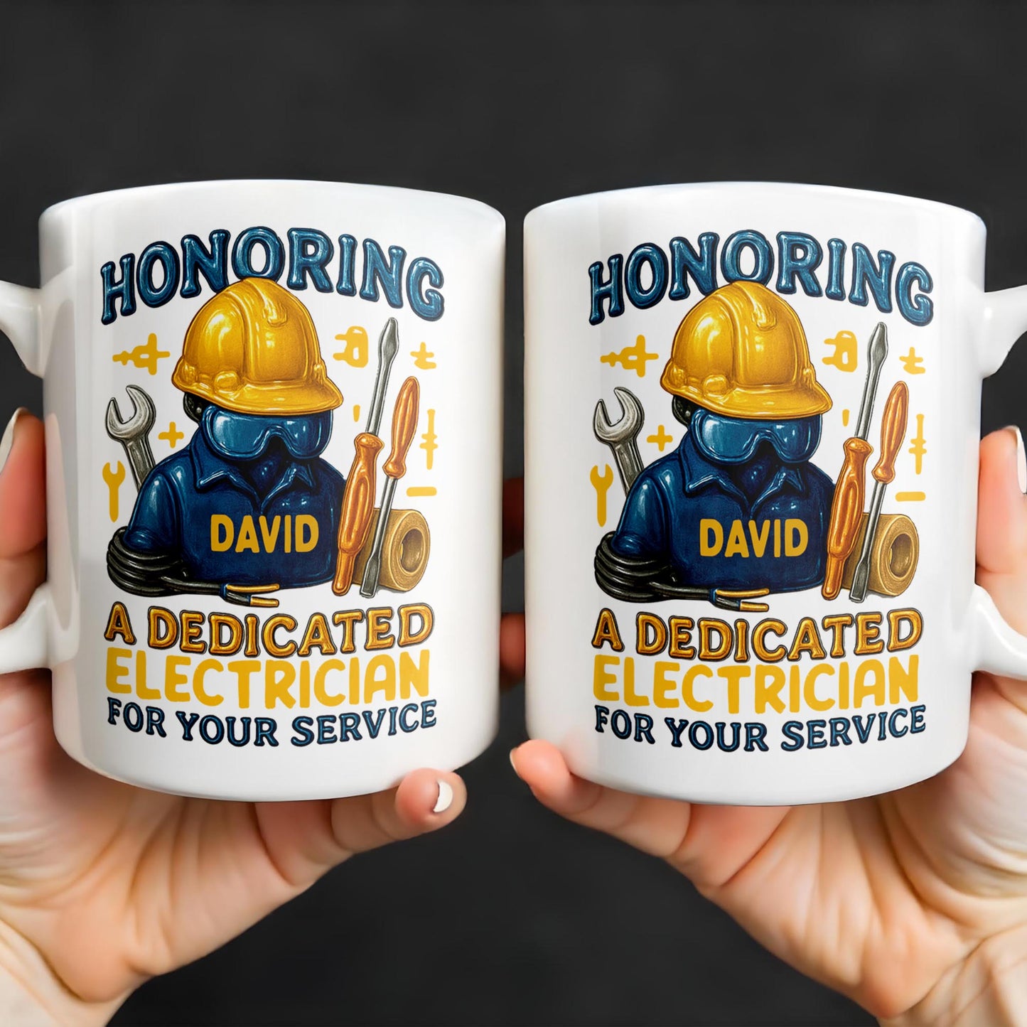 Honoring A Dedicated Electrician - Personalized Custom Coffee Mug - FAM374_MG