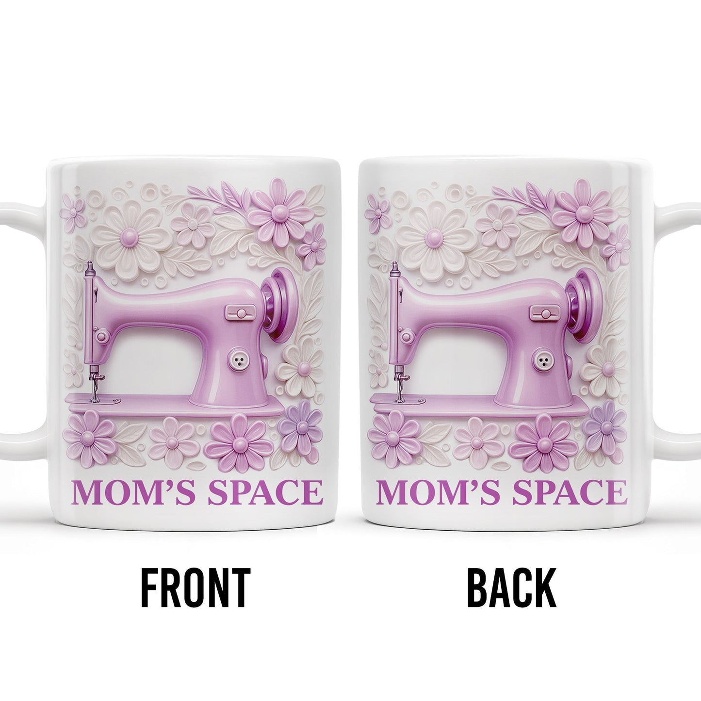Mom's Space With Sewing Machine and Flowers - Personalized Custom Coffee Mug - FAM377_MG