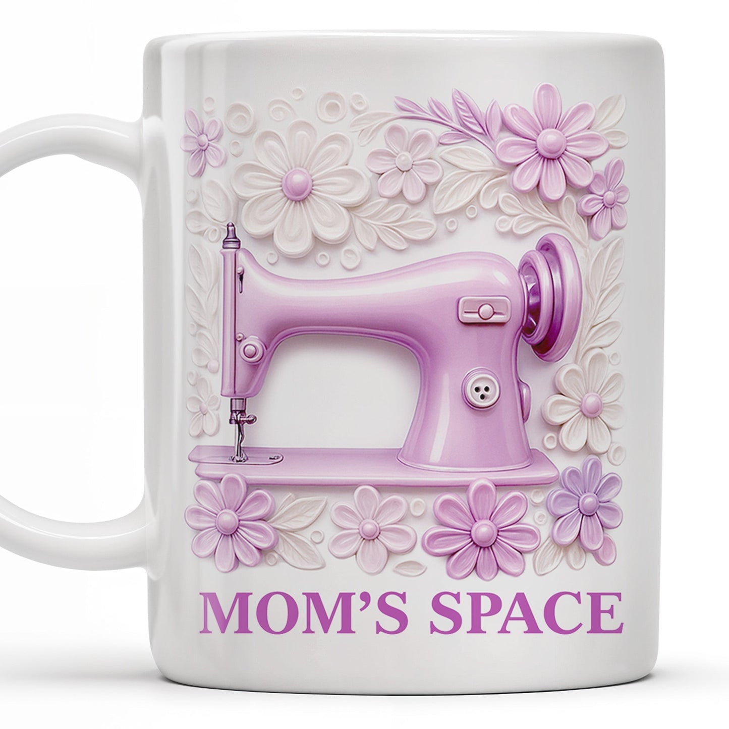 Mom's Space With Sewing Machine and Flowers - Personalized Custom Coffee Mug - FAM377_MG
