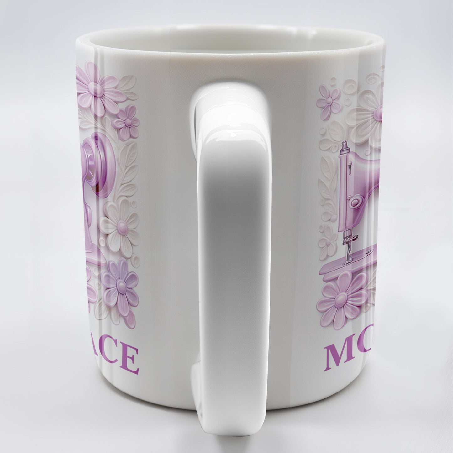 Mom's Space With Sewing Machine and Flowers - Personalized Custom Coffee Mug - FAM377_MG