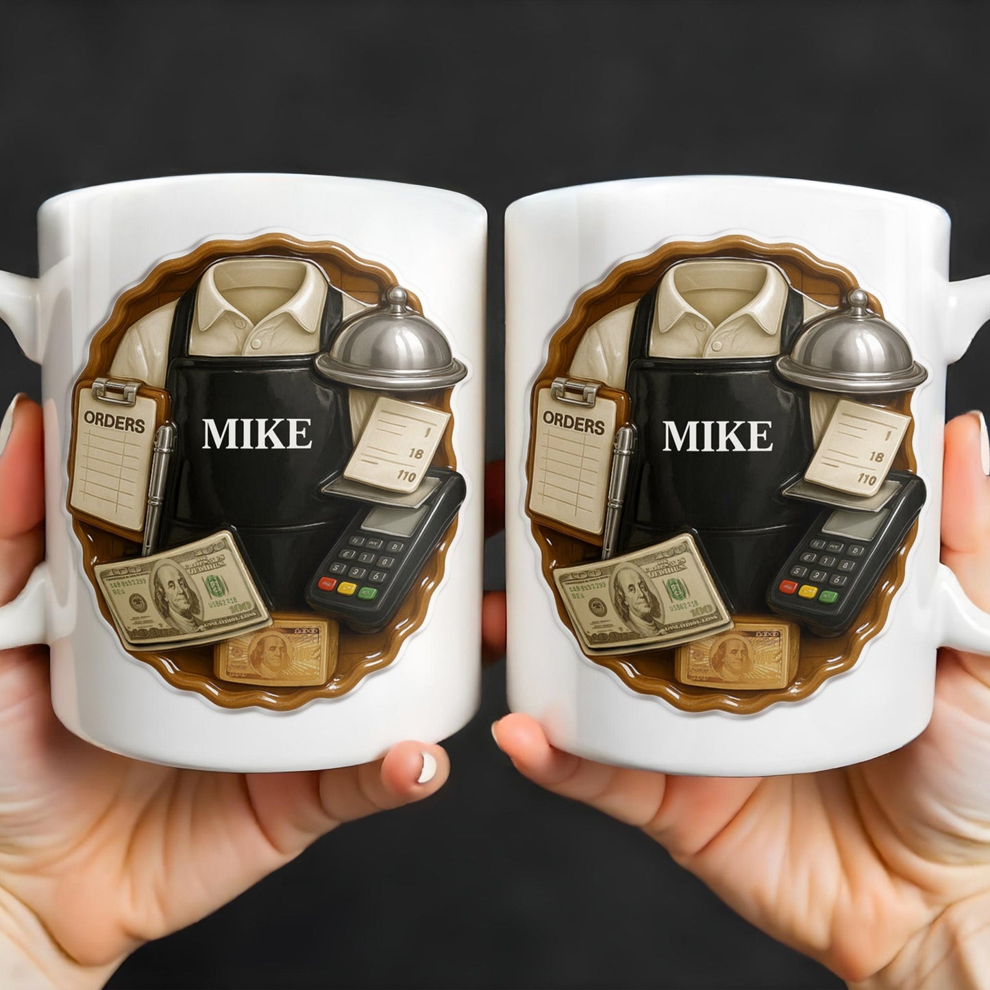 Customizable Diner Server Mug With Essential Tools - Personalized Custom Coffee Mug - FAM381_MG