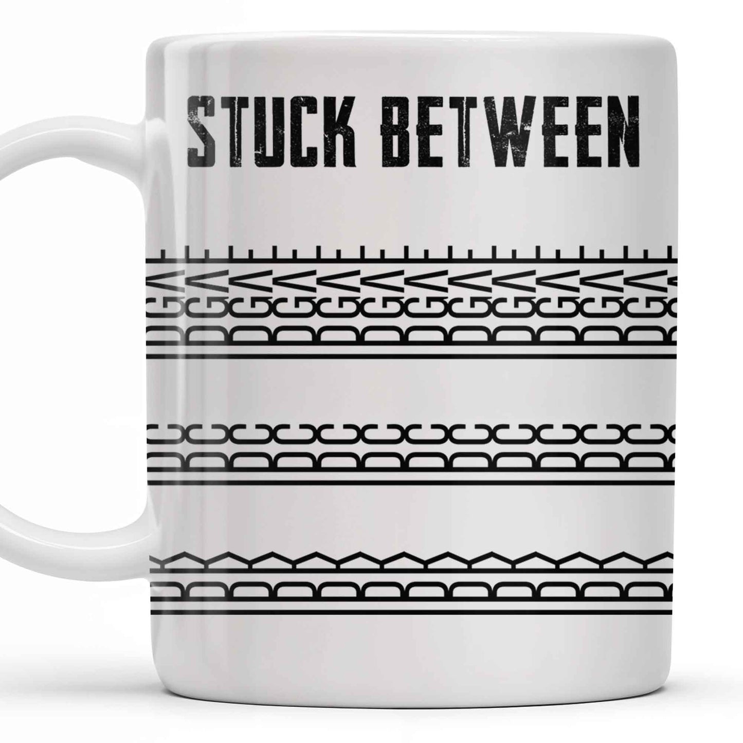 Stuck Between With Chain Link Patterns - Personalized Custom Coffee Mug - FAM384_MG