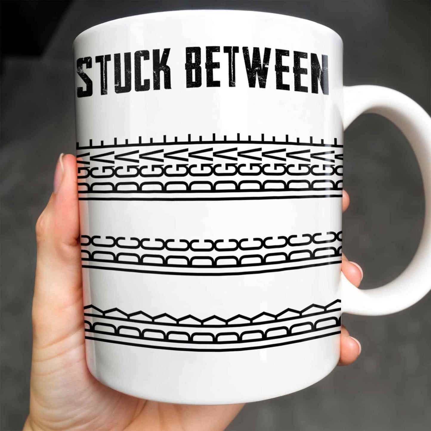 Stuck Between With Chain Link Patterns - Personalized Custom Coffee Mug - FAM384_MG