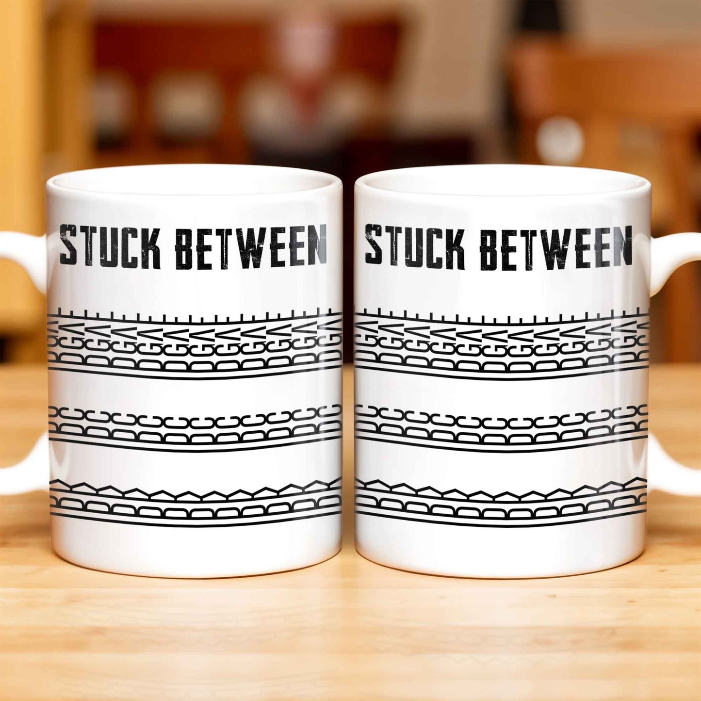 Stuck Between With Chain Link Patterns - Personalized Custom Coffee Mug - FAM384_MG