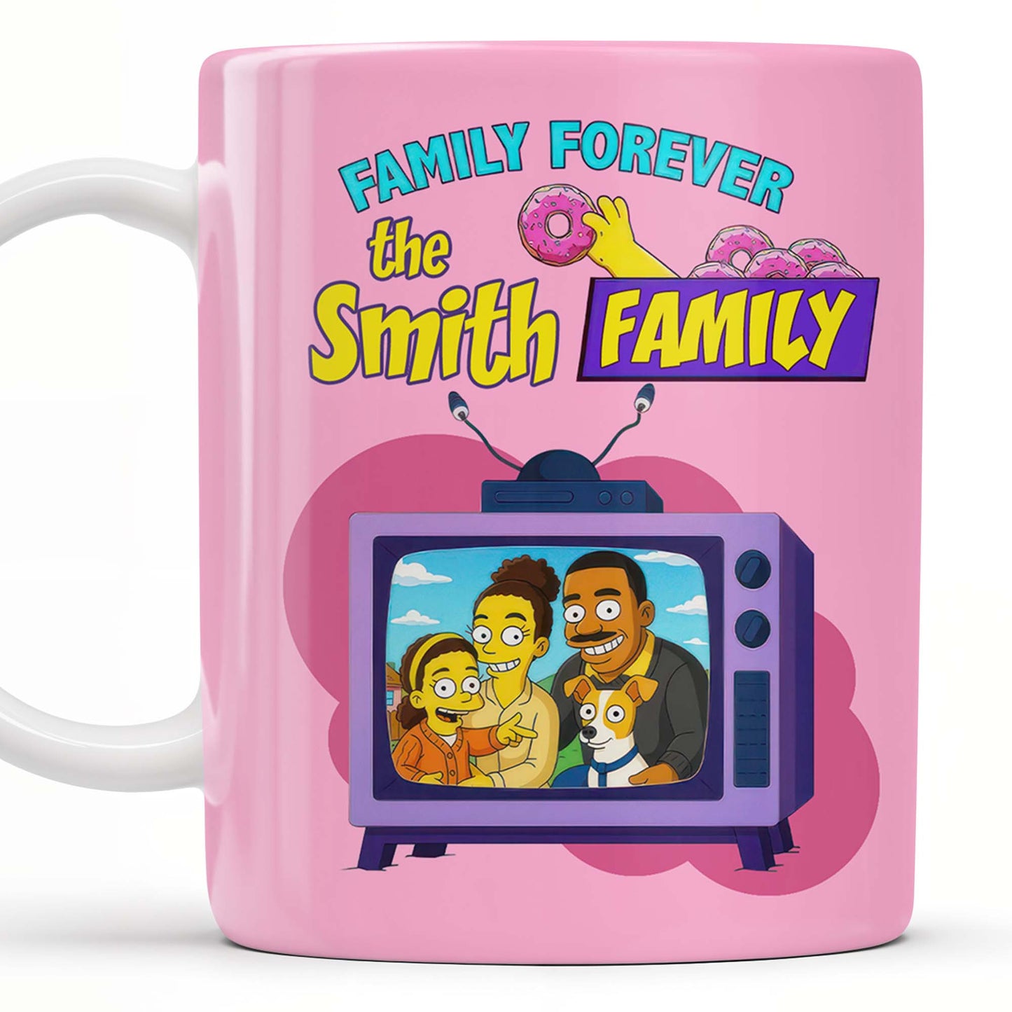 Family Forever Television And Cartoon Design - Personalized Custom Coffee Mug - FAM397_MG