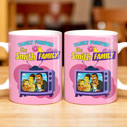 Family Forever Television And Cartoon Design - Personalized Custom Coffee Mug - FAM397_MG
