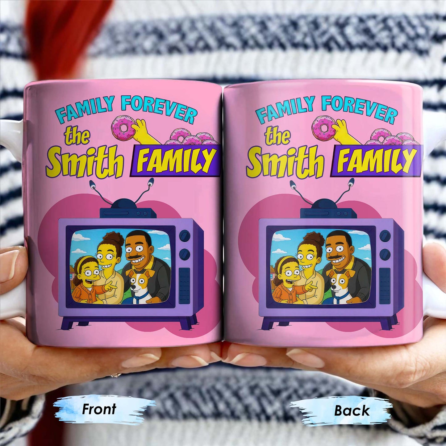 Family Forever Television And Cartoon Design - Personalized Custom Coffee Mug - FAM397_MG