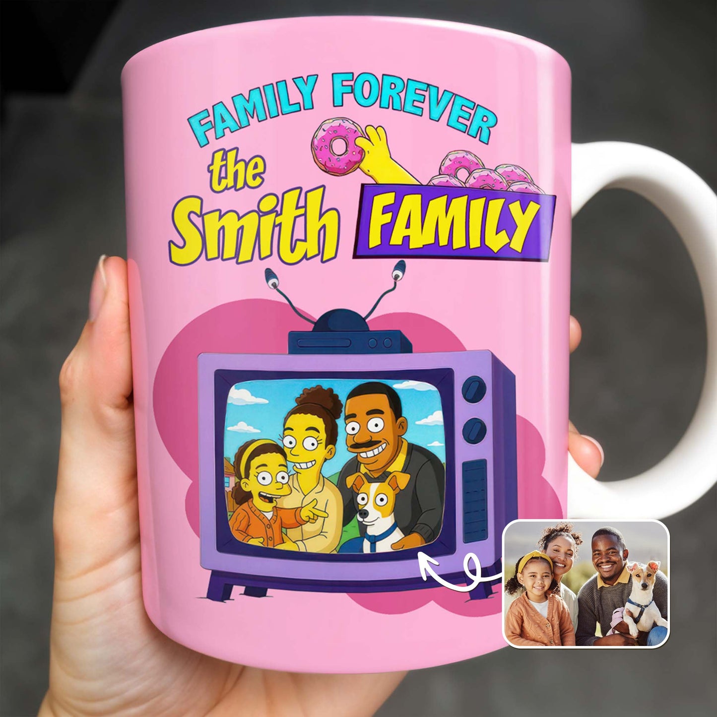 Family Forever Television And Cartoon Design - Personalized Custom Coffee Mug - FAM397_MG