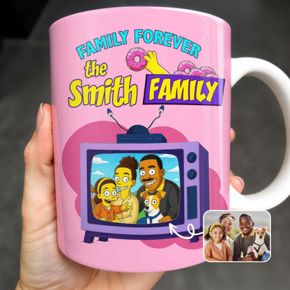 Family Forever Television And Cartoon Design - Personalized Custom Coffee Mug - FAM397_MG