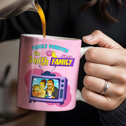 Family Forever Television And Cartoon Design - Personalized Custom Coffee Mug - FAM397_MG