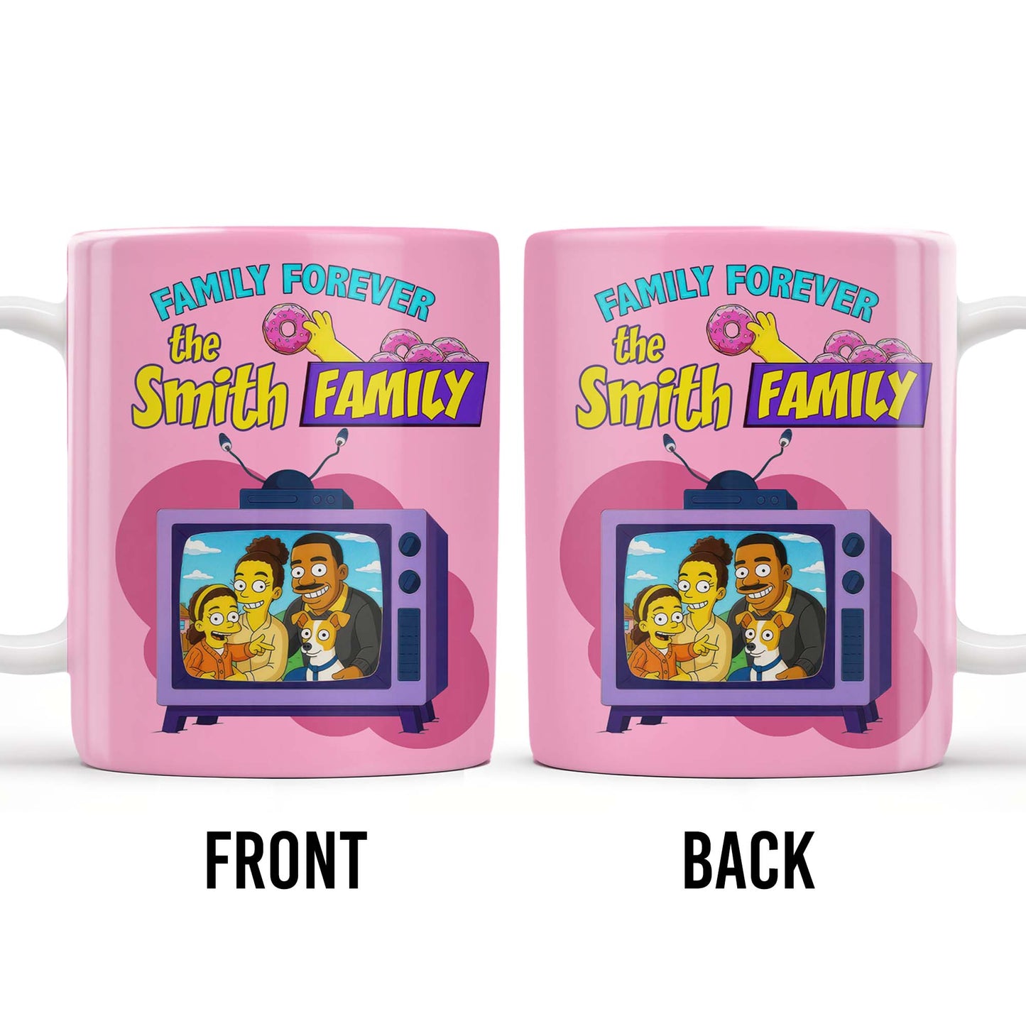 Family Forever Television And Cartoon Design - Personalized Custom Coffee Mug - FAM397_MG