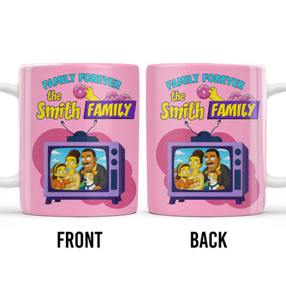 Family Forever Television And Cartoon Design - Personalized Custom Coffee Mug - FAM397_MG