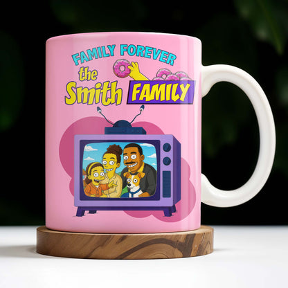 Family Forever Television And Cartoon Design - Personalized Custom Coffee Mug - FAM397_MG