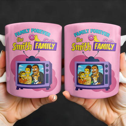 Family Forever Television And Cartoon Design - Personalized Custom Coffee Mug - FAM397_MG
