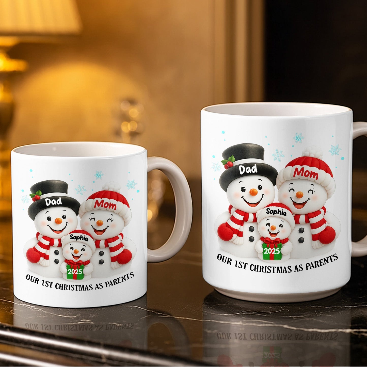 Our 1st Christmas As Parents Snowmen Family - Personalized Custom Coffee Mug - FAM436_MG