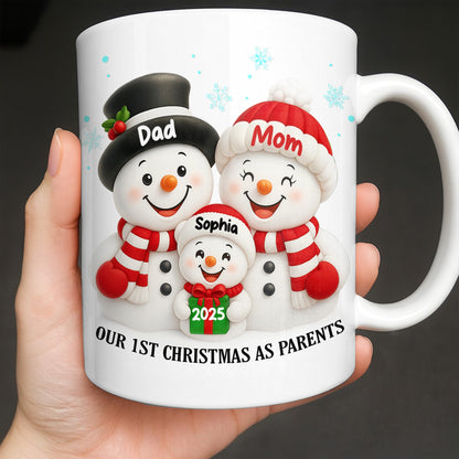 Our 1st Christmas As Parents Snowmen Family - Personalized Custom Coffee Mug - FAM436_MG