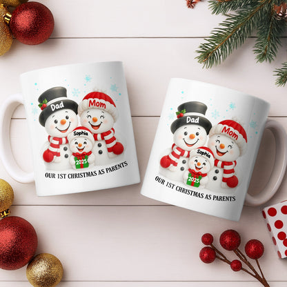 Our 1st Christmas As Parents Snowmen Family - Personalized Custom Coffee Mug - FAM436_MG