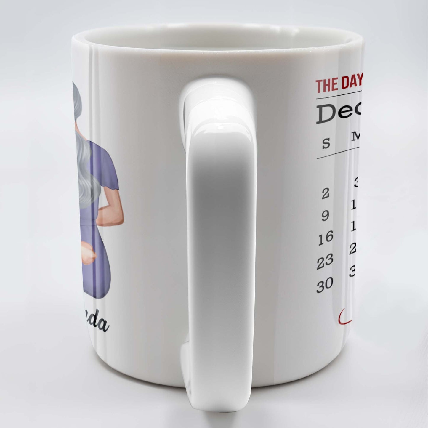 The Day You Became My Grandma, Love And Calendar Design - Personalized Custom Coffee Mug - FAM675_MG