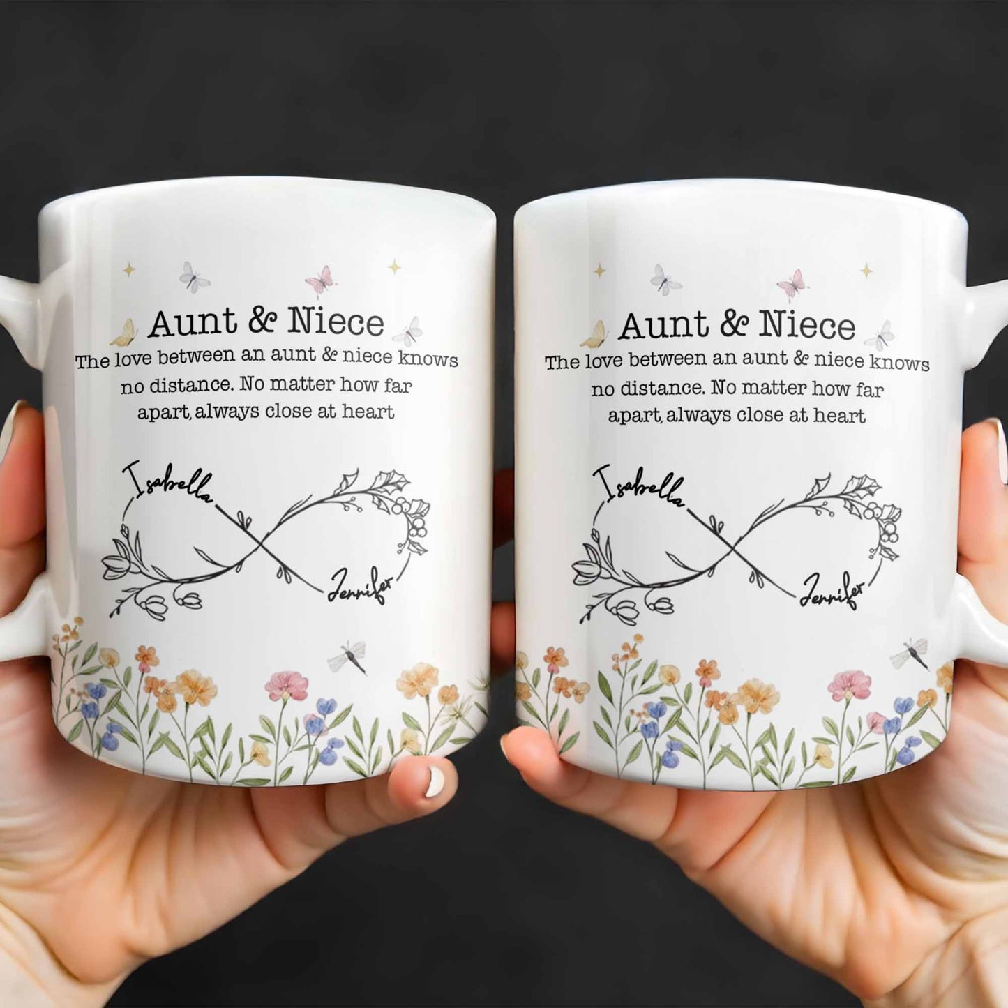 Aunt And Niece Always Close At Heart Coffee Mug - Personalized Custom Coffee Mug - FAM744_MG